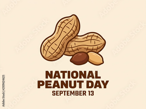 Vector illustration for National Peanut Day featuring peanut pods, kernels, and bold brown text on framed background.