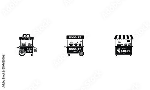 Street food cart icons
