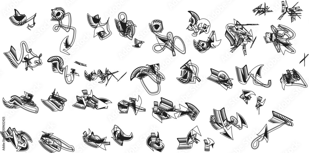 Fototapeta premium Abstract ink brush stroke elements collection set