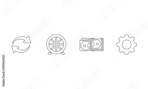 Industrial mechanism icon set
