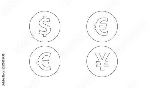Set of global currency icons