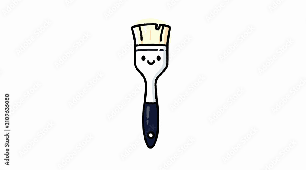 Naklejka premium Minimalist cute paintbrush character with black handle.