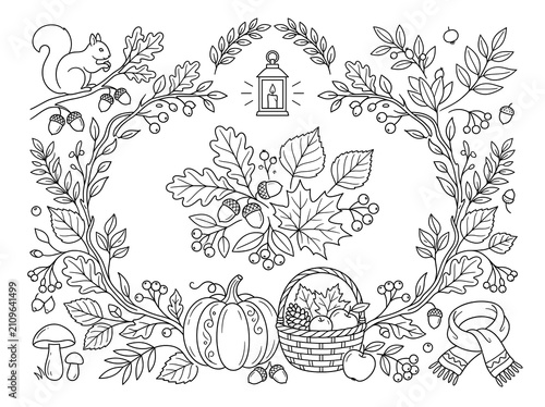 Autumn Positive Quotes coloring page on an isolated white background. Generated with AI