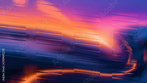Obraz na płótnie Stratified glowing ribbons unveil gradients of fiery orange, magenta, and deep twilight blue, perfect for unique digital backdrops