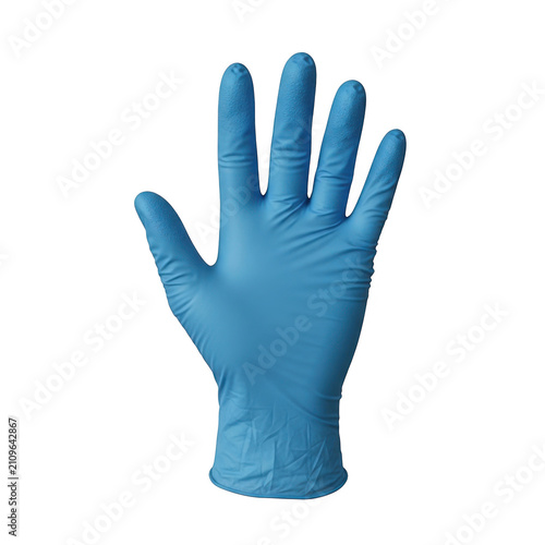 Blue nitrile medical glove for protection isolated on white background isolated on transparent background