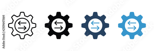 Photos Integration icon set featuring connection, synchronization, workflow, automation