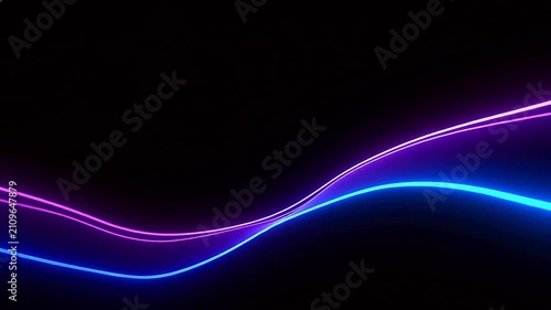 Abstract neon light curves on black