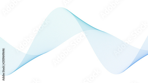 Φωτογραφία Waveform blue creates a serene and professional digital flow that mimics data transmission lines moving across a pristine white background, ideal for corporate communication and technology