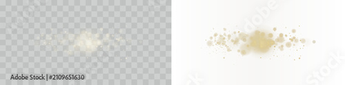 Warm Gold Bokeh Light Trail With Layered Circles And Sparkling Dust On Transparent Background, Vector Illustration