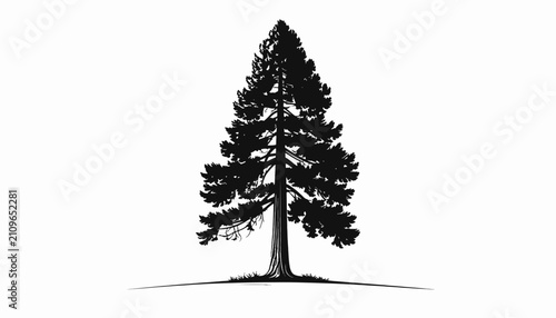 Valokuva Tall Pine Tree Illustration on White Background.