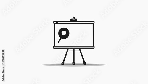 Foto Presentation Board with Magnifying Glass Icon.