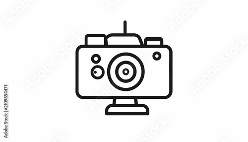 Canvas Print Modern Digital Camera Icon on Stand.