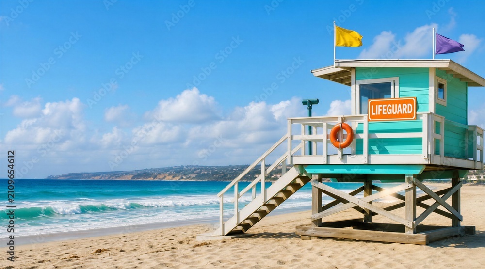 Obraz premium Colorful Lifeguard Tower on Sunny Beach