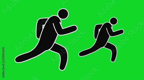 Running Man Icon Vector Animation Green Screen | Business Human Motion Graphics 4K