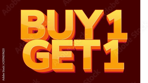 Buy One Get One Animated Promotional Text with Transparent Background