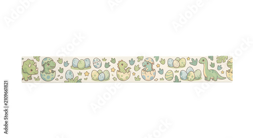 Cute baby dinosaurs hatching from eggs pattern on washi tape strip
