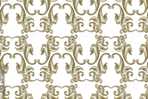 Decorative vintage gold seamless pattern, vector ornamental background, wallpaper, paper, textile