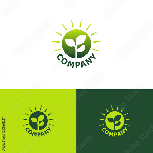 Sunburst Sprout Circle Logo Icon