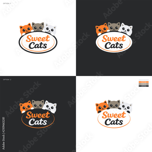 Sweet Cats Badge Mascot Logo Icon