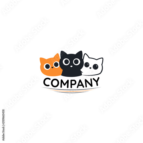 Three Cats Mascot Logo Icon