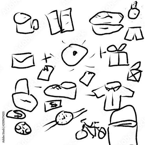 set of hand drawn doodle icons
