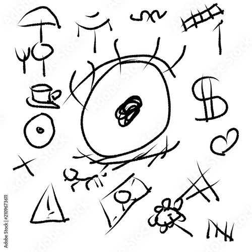 Doodles of signs and symbols