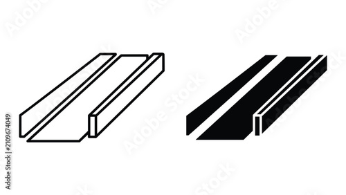 Foto Ushaped steel profile or metal channel beam icon, construction material for dryw