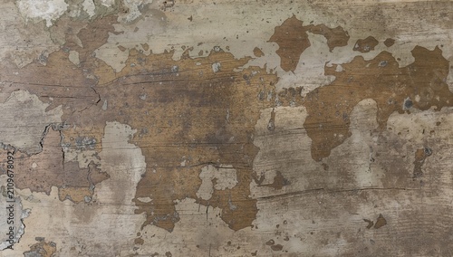Fotografie Weathered Wooden Surface with Peeling Paint in Neutral Tones