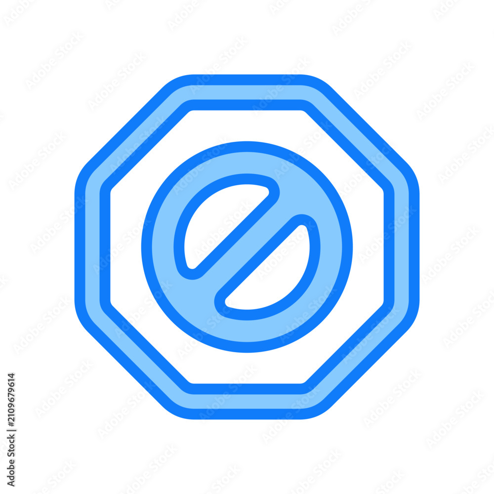 Obraz premium Stop Symbol Icon Blue Color Style