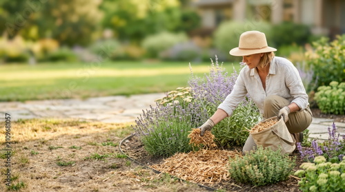 Drought-resistant garden mulching for sustainable landscaping