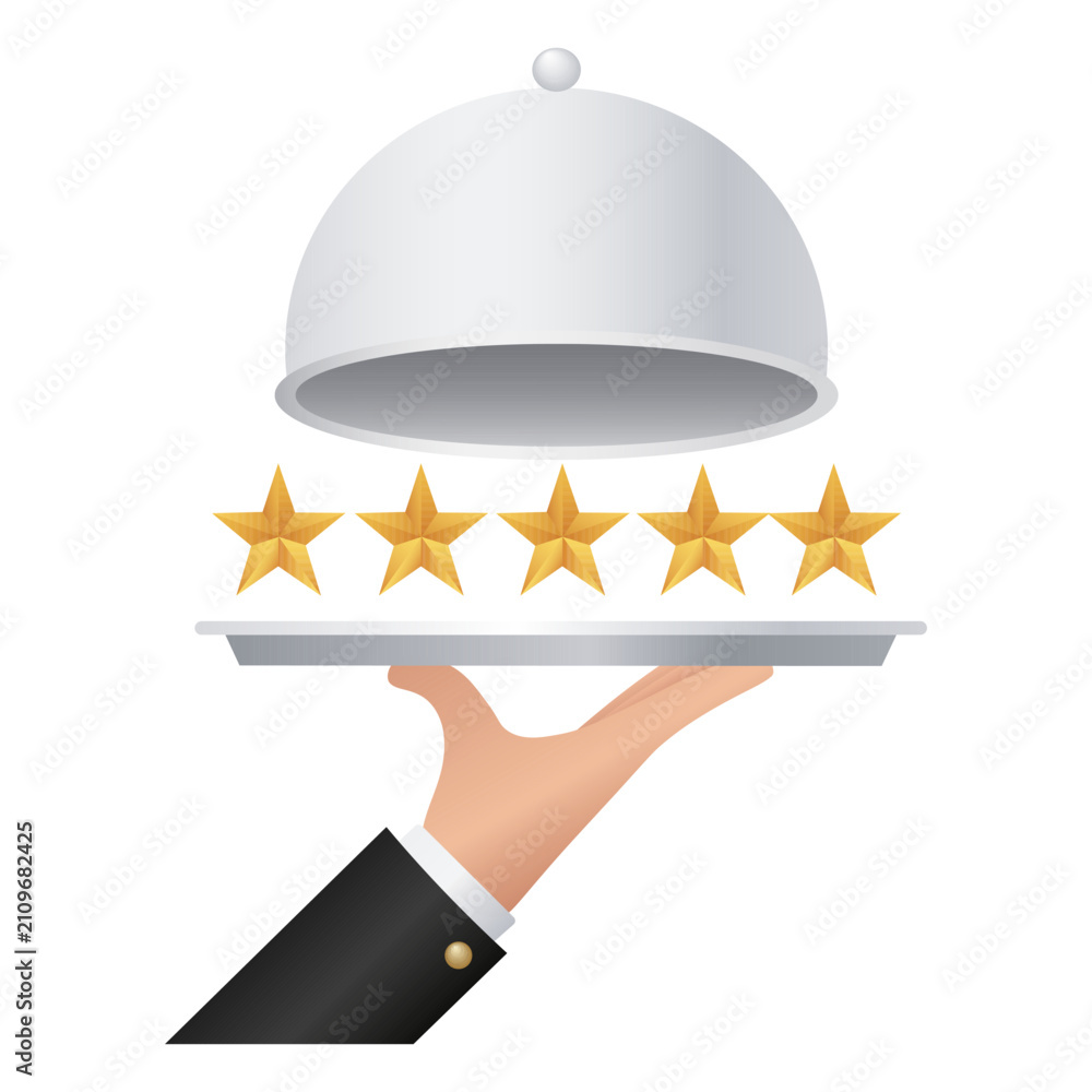 Fototapeta premium Five star service cloche. vector illustration