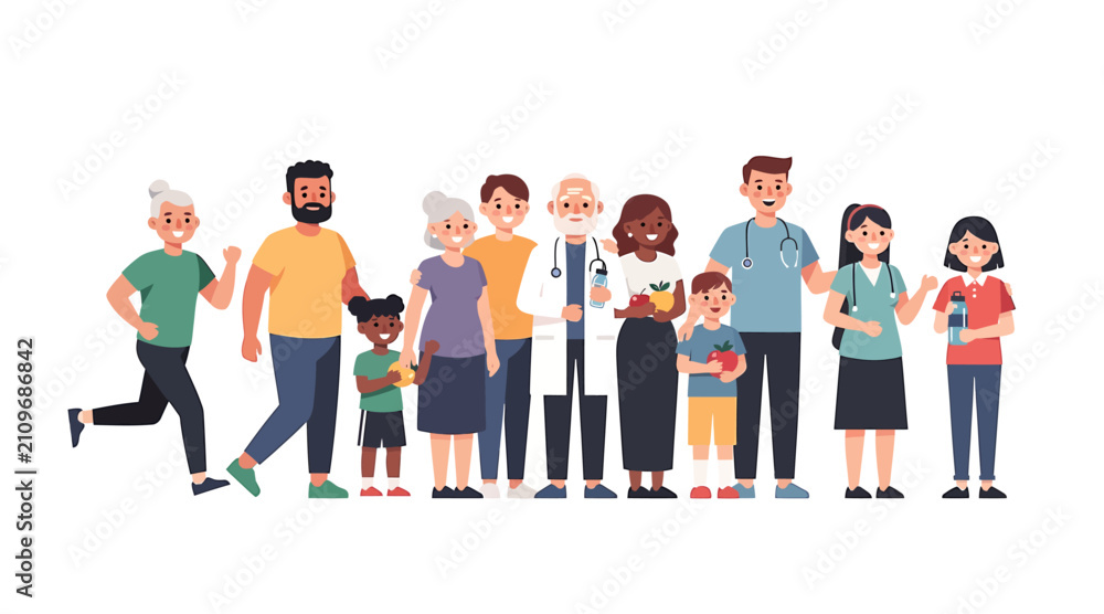 Obraz premium Diverse group of people standing together representing community and healthcare professionals.