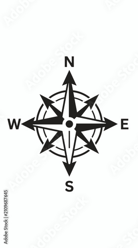 Compass Rose North South East West Navigation Direction Symbol