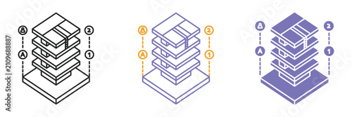 Building Information Modeling Layer Icon Set Outline Glyph