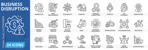Fotografie Business disruption icon collection set