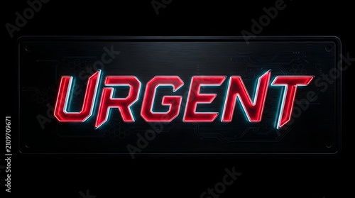 Red Neon Urgent Sign on Black Background