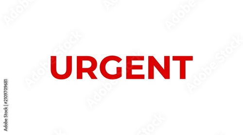 Red Urgent Text on White Background