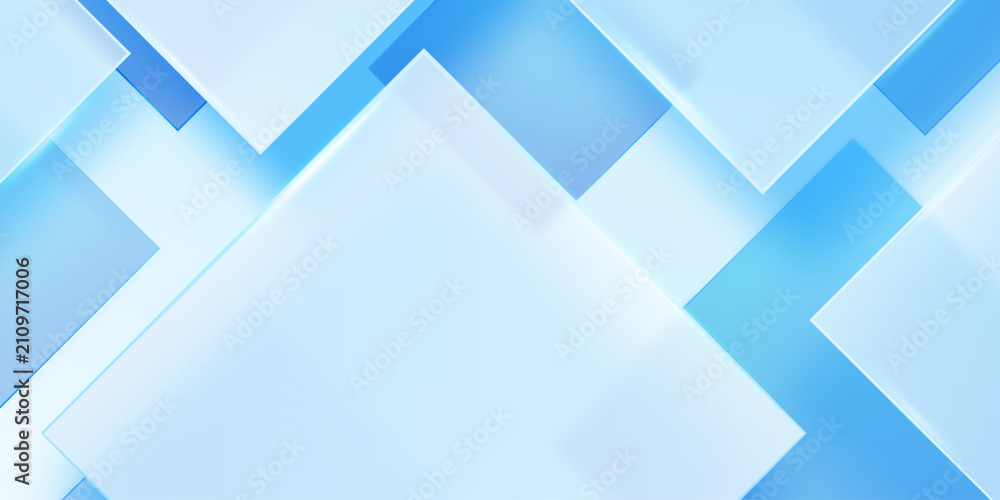 Fototapeta premium Abstract geometric blue background with overlapping, translucent planes creating a modern, dynamic, and ethereal visual texture.