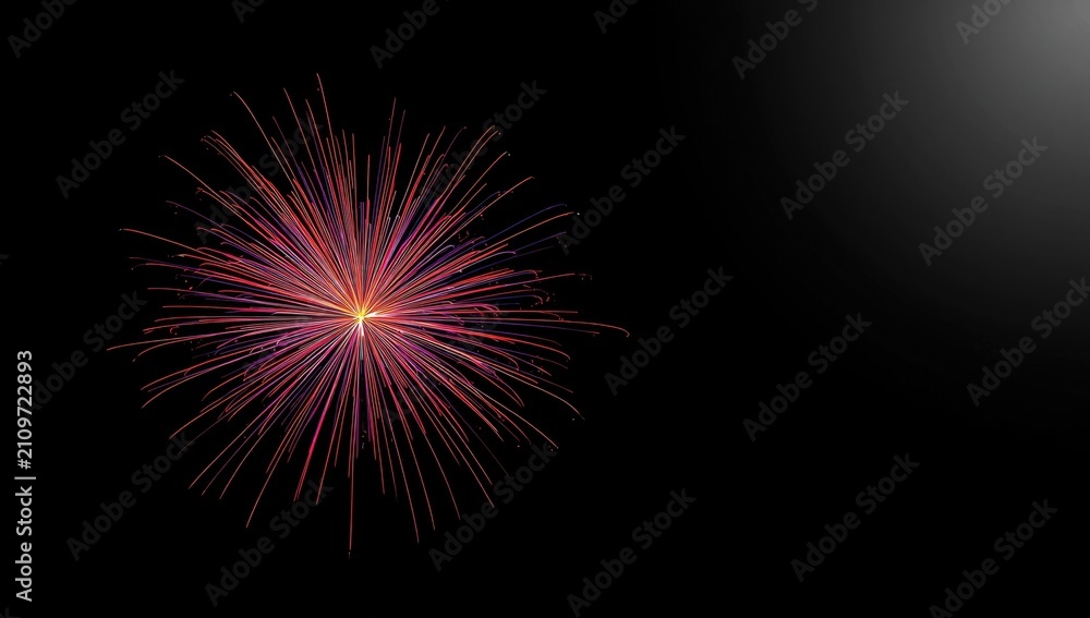 Fototapeta premium Colorful Firework Explosion Against a Black Background with Radiating Sparks