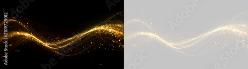 Fotografía Golden dust wave with sparkling particles