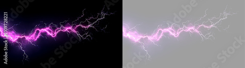 Cuadro en lienzo Bright purple electrical arc on a black and transparent background