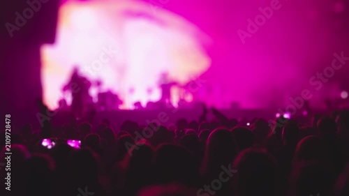Audience watching live music performance at outdoor summer festival