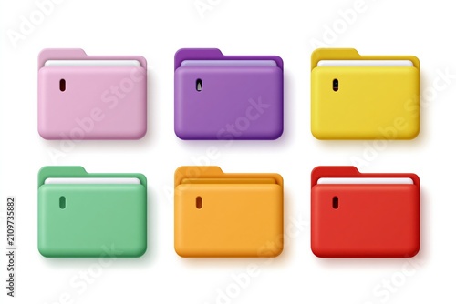 Rounded colorful folder icons presented in compact grid layout