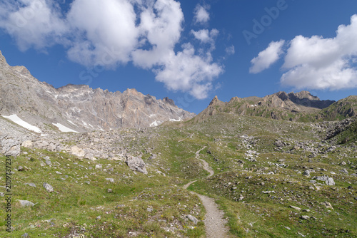 Scenic Alpine landscape in Maira valley, Italian Cottian Alps, Piedmont region