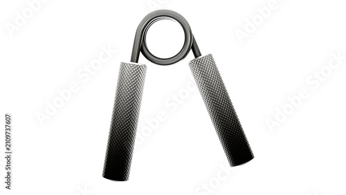 Obraz na plátně Illustration of a wrist spring expander with iron handles made of metal and aluminum on a transparent background