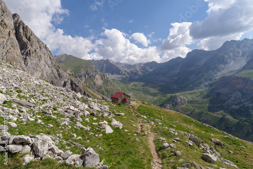 Scenic Alpine landscape in Maira valley, Italian Cottian Alps, Piedmont region