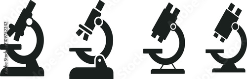Foto Set of microscope icons for science and laboratory research