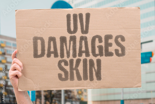 Fotografía "UV Damages Skin" Ultraviolet exposure causes burns and cancers