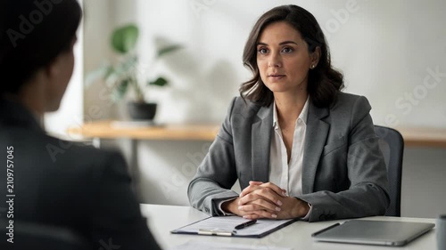 Loan repayment counselor outlining flexible payment schedules to a midcareer returnee medium shot emphasizing the advisors confident posture with a soft background.