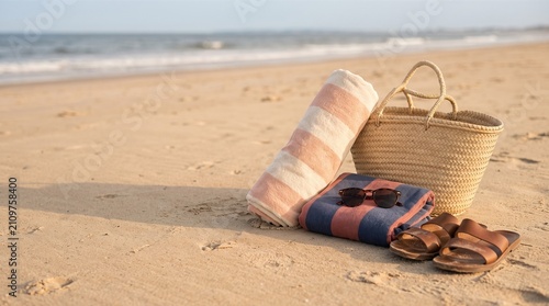 Colorful beach towels marking the end of summer